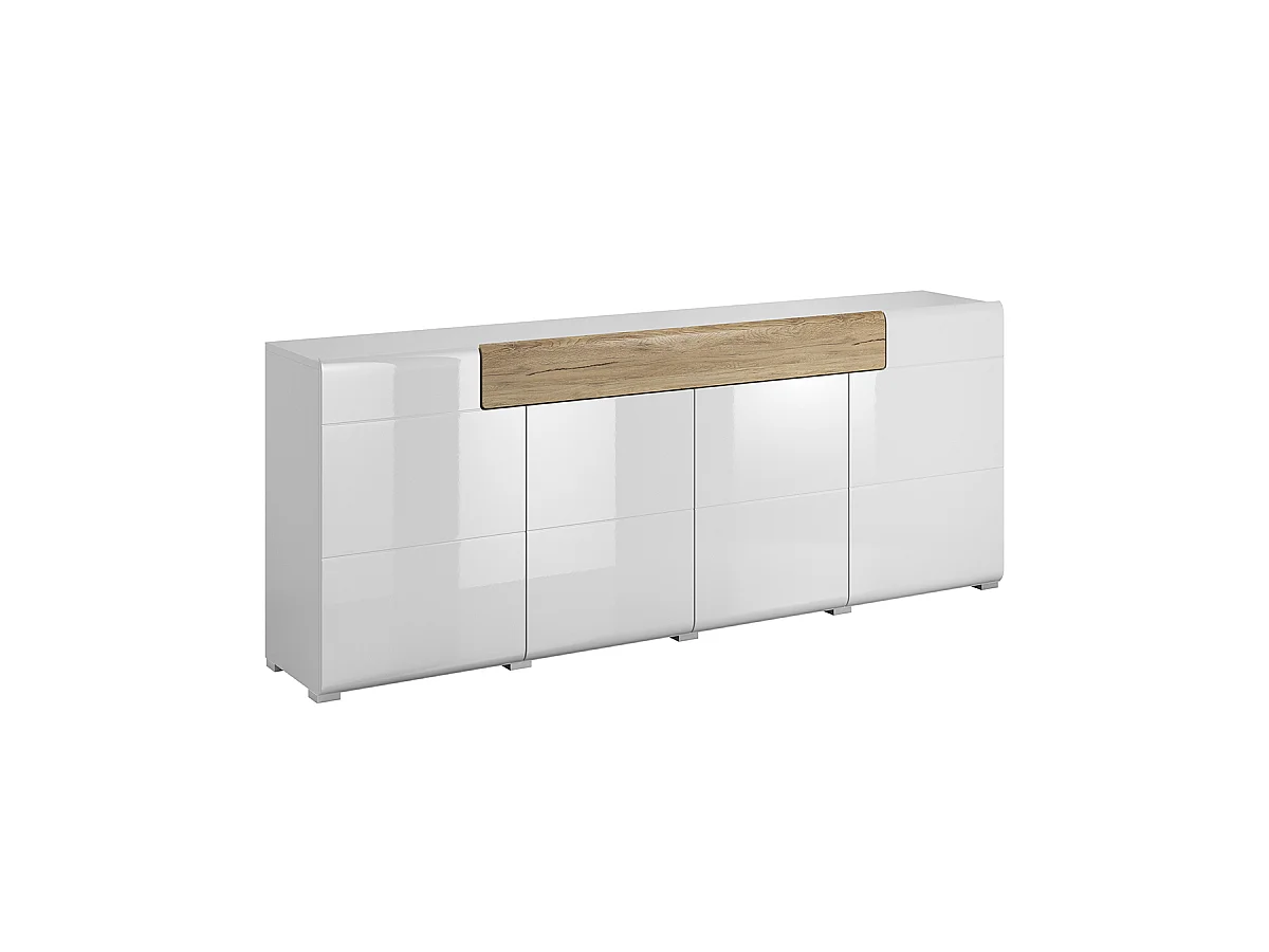 Aparador 4 portas 1 gaveta Jules branco e madeira 82cm