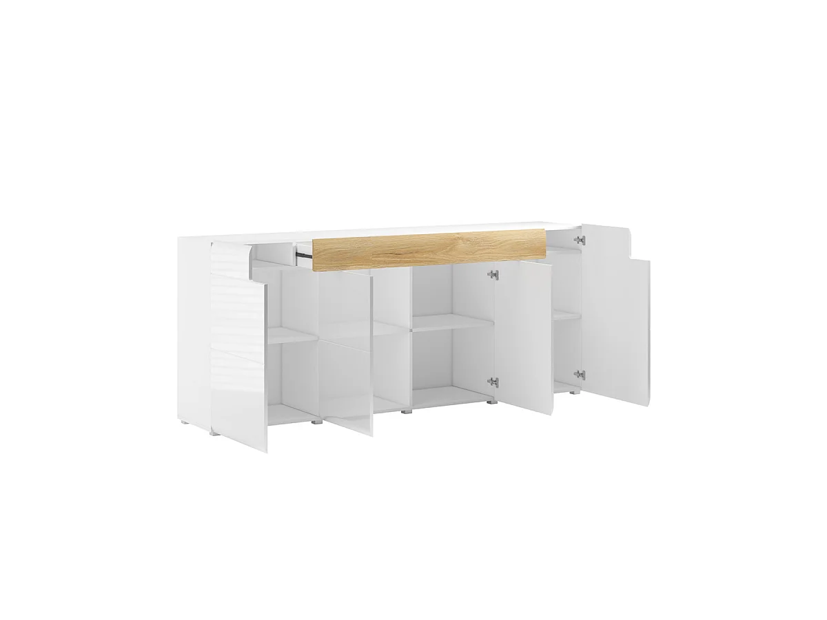 Aparador 4 portas 1 gaveta Jules branco e madeira 82cm