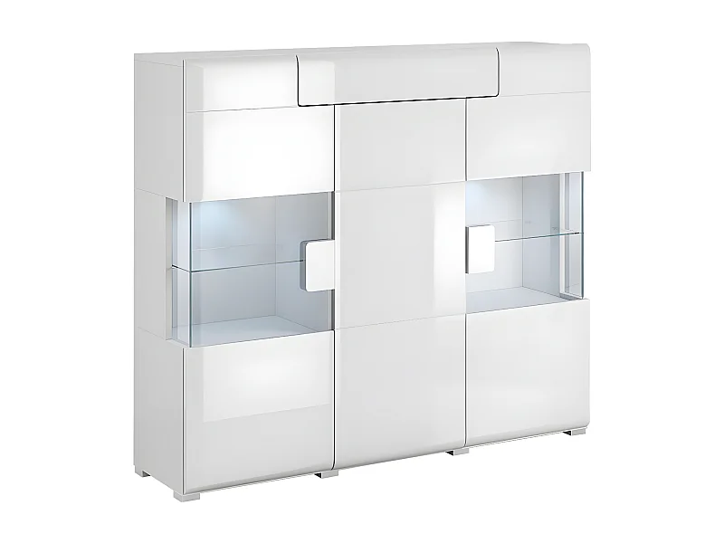 3-deurs highboard met 1 lade en LED Jules White