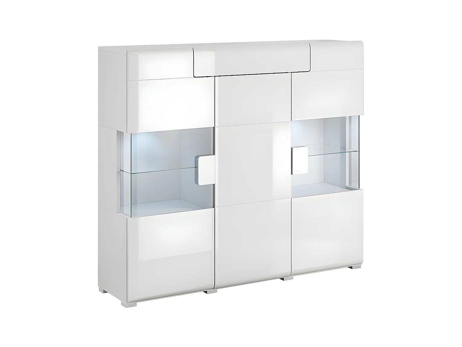 Buffet haut 3 portes 1 tiroir avec LED Jules Blanc