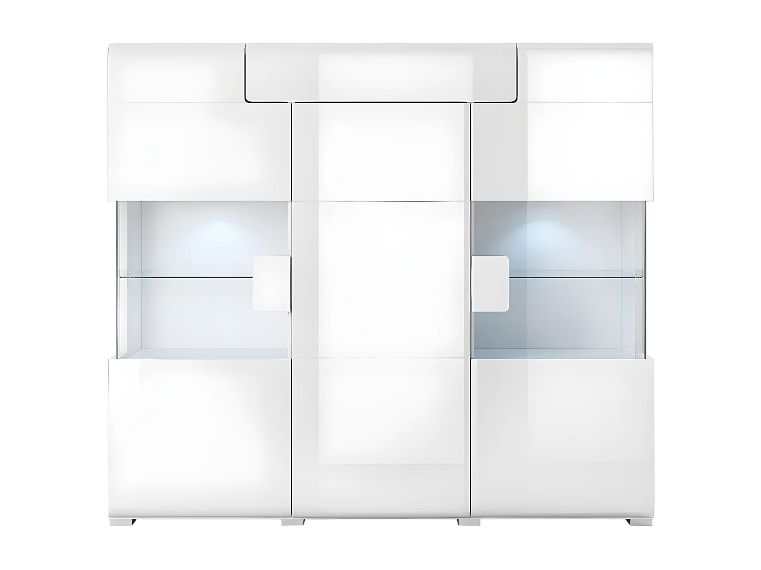 Buffet haut 3 portes 1 tiroir avec LED Jules Blanc