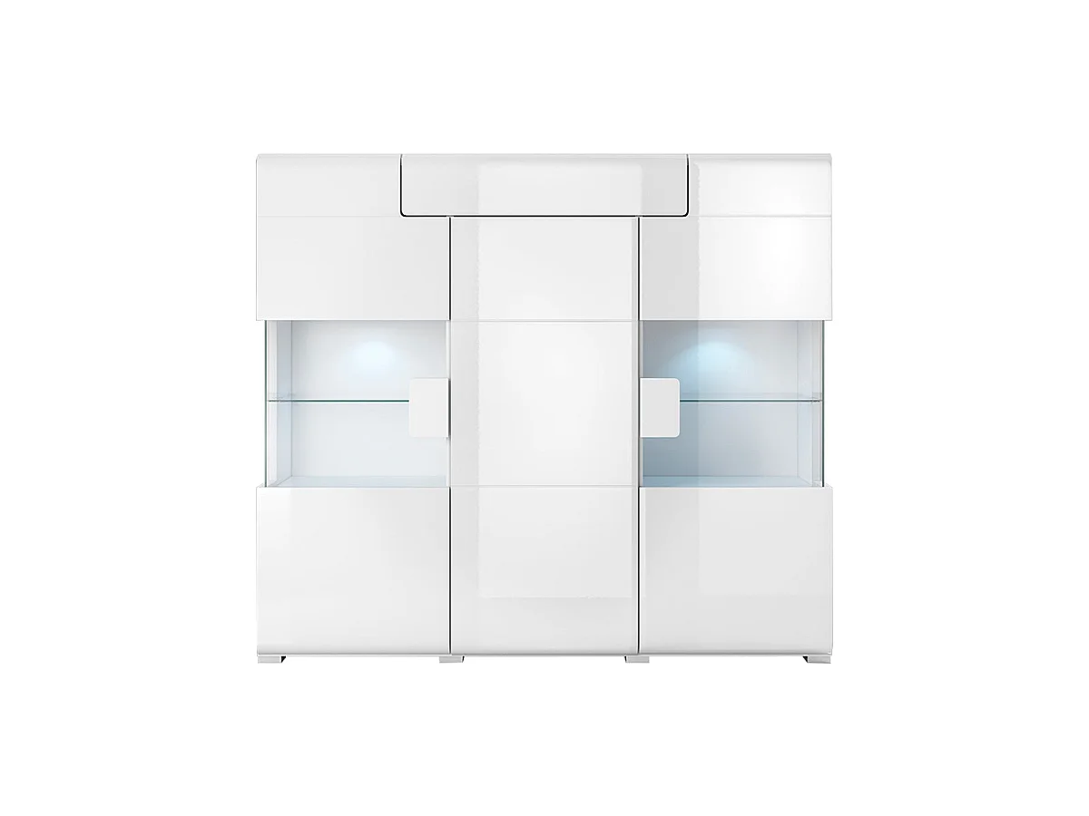 Buffet haut 3 portes 1 tiroir avec LED Jules Blanc
