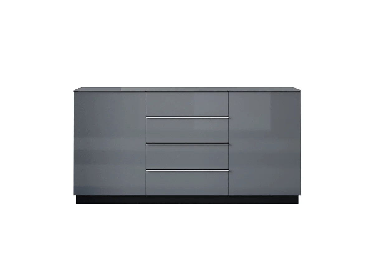 Aparador 2 portas 4 gavetas Mathis cinzento e preto 80cm