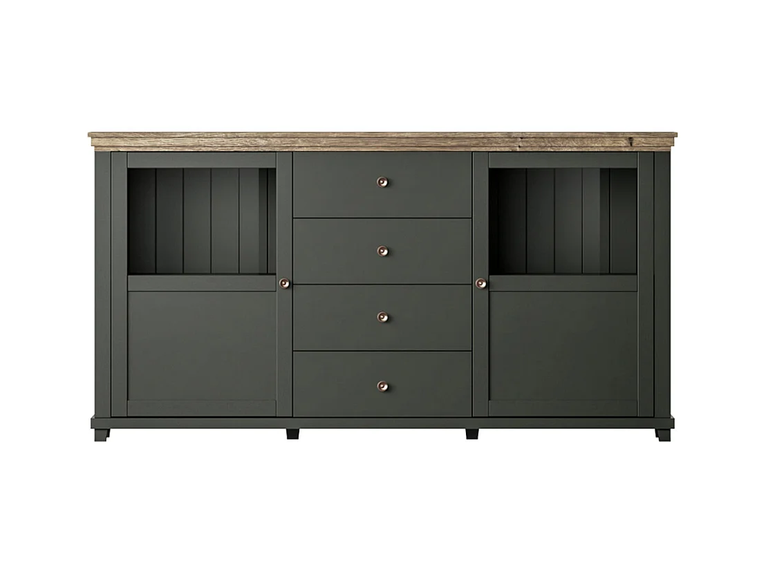 Bufé 2 puertas 4 cajones Martin Verde y Madera