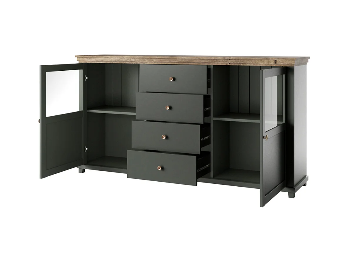 Bufé 2 puertas 4 cajones Martin Verde y Madera