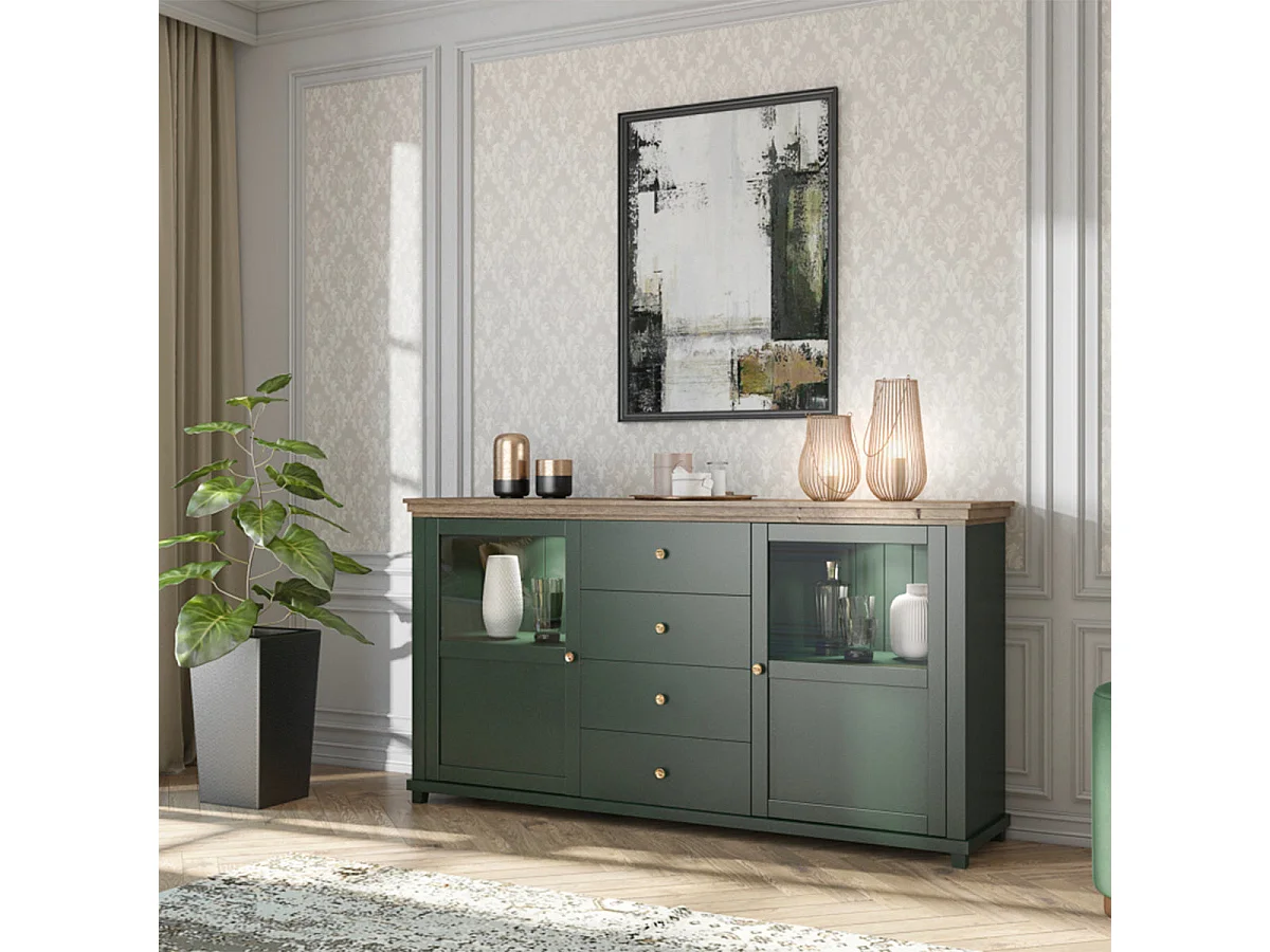 Martin Green och Wood 2-dörrars sideboard med 4 lådor