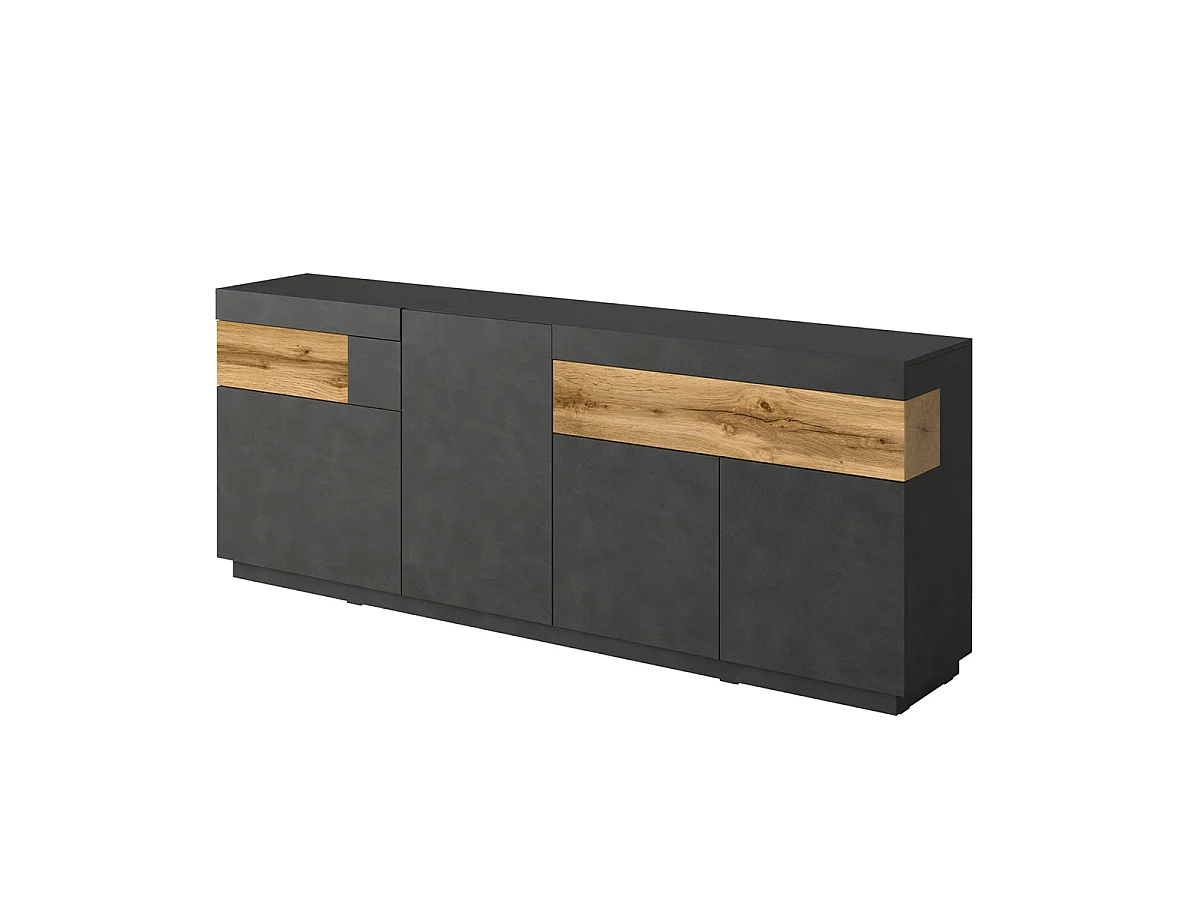 Buffet 4 ante 2 cassetti Andrea grigio antracite e marrone 85cm