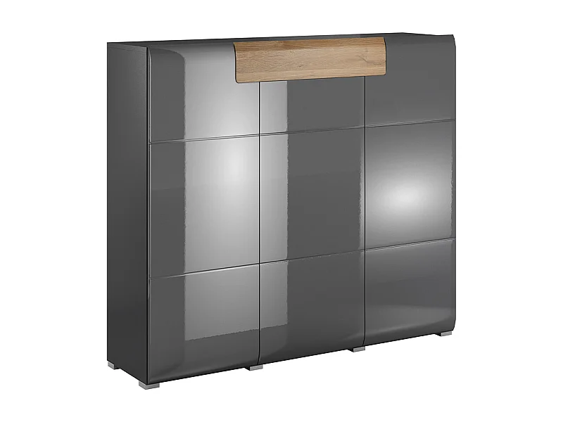 Komoda wysoka TOLEDO 3D1S antracyt połysk/dąb grandson
