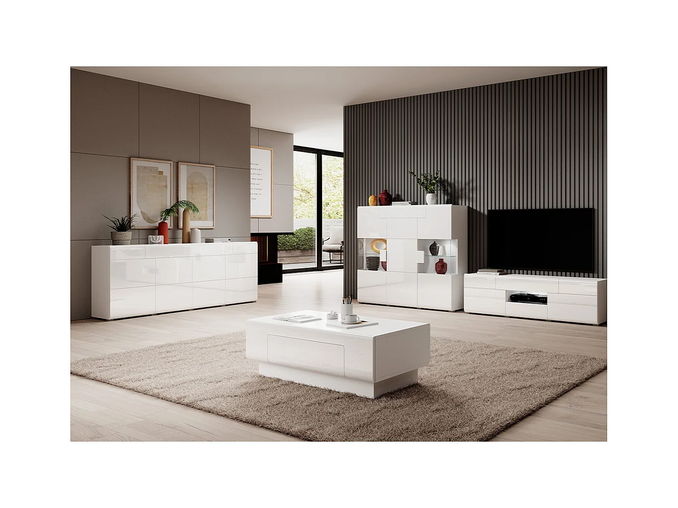 Buffet 4 portes 1 tiroir Jules Blanc