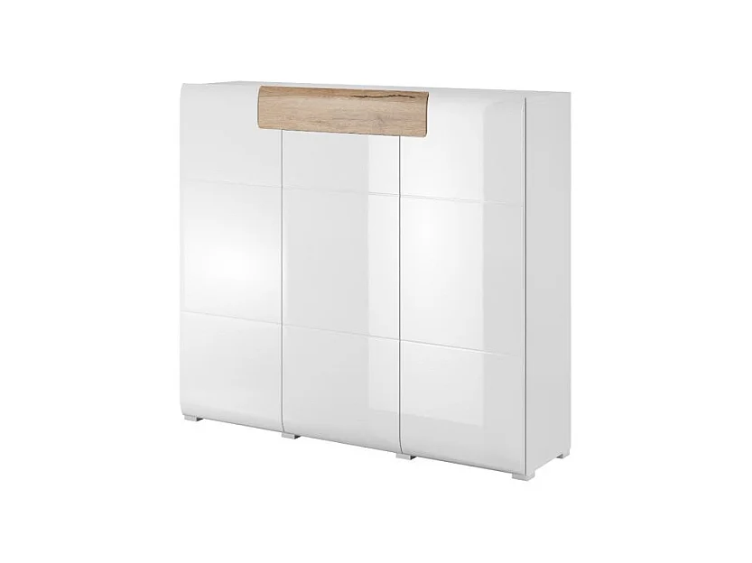 Buffet haut 3 portes 1 tiroir Jules Blanc et Bois