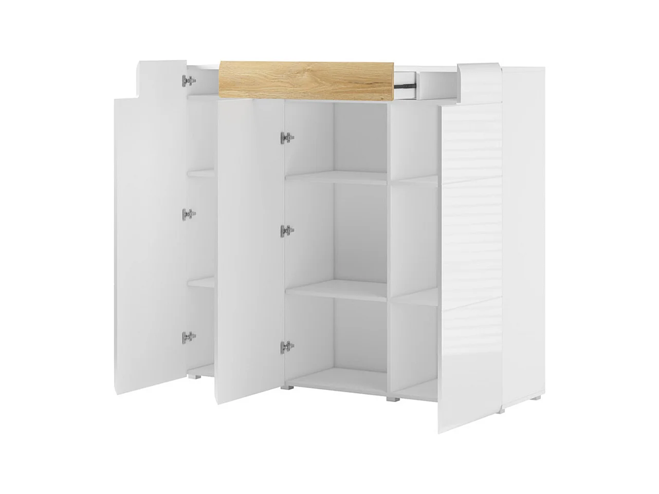 Buffet haut 3 portes 1 tiroir Jules Blanc et Bois