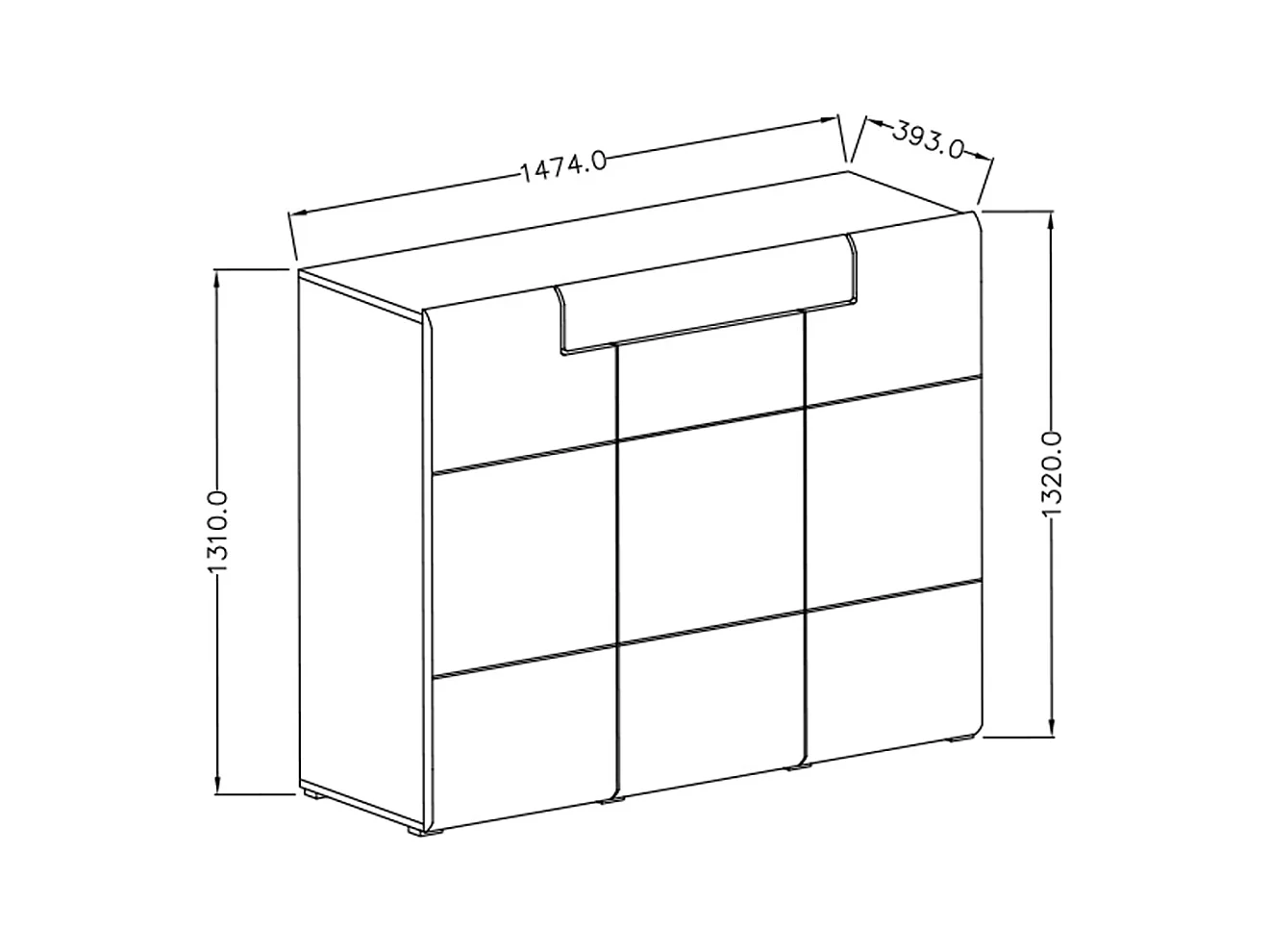 Buffet haut 3 portes 1 tiroir Jules Blanc et Bois