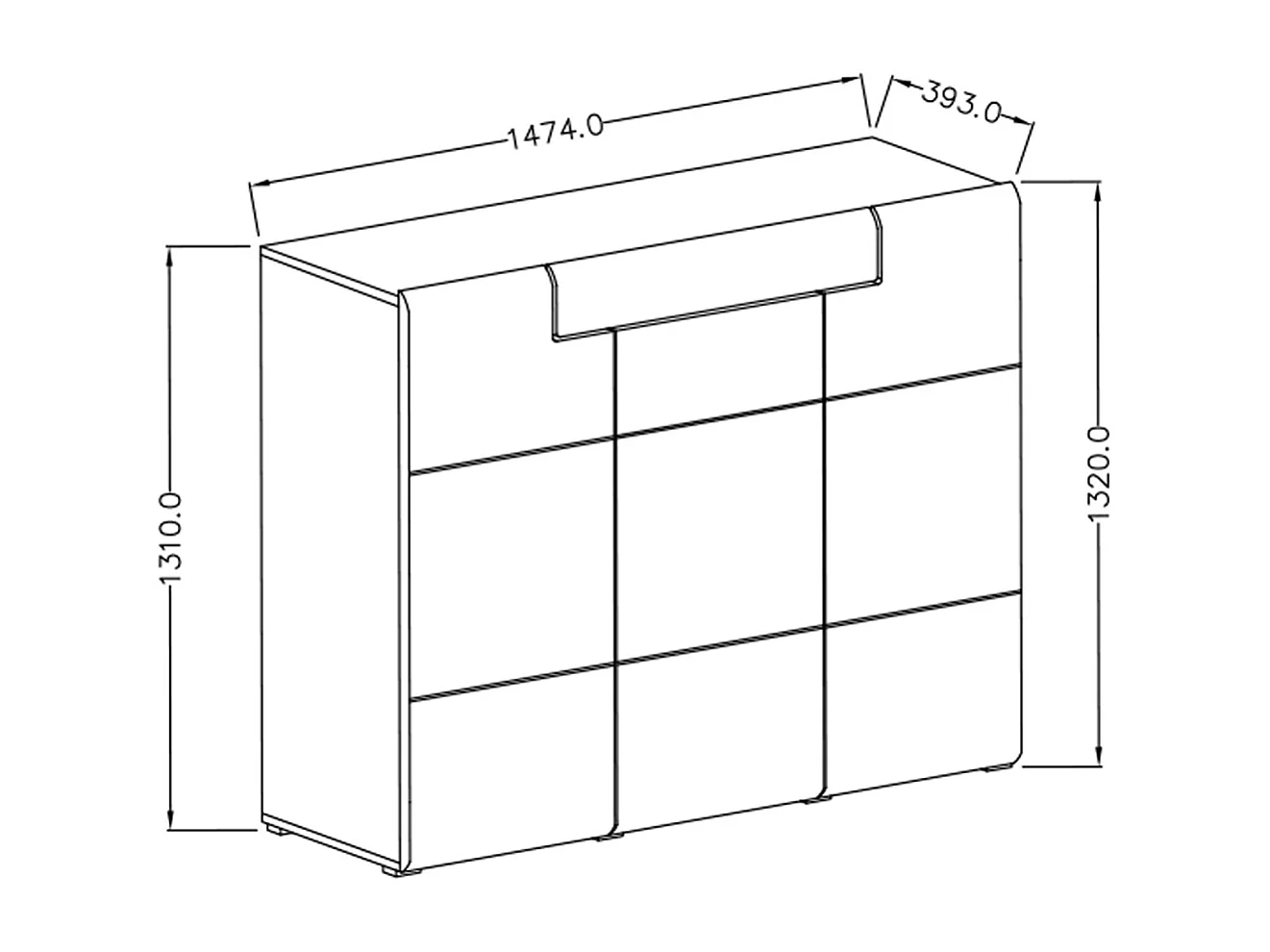 Buffet haut 3 portes 1 tiroir Jules Blanc et Bois