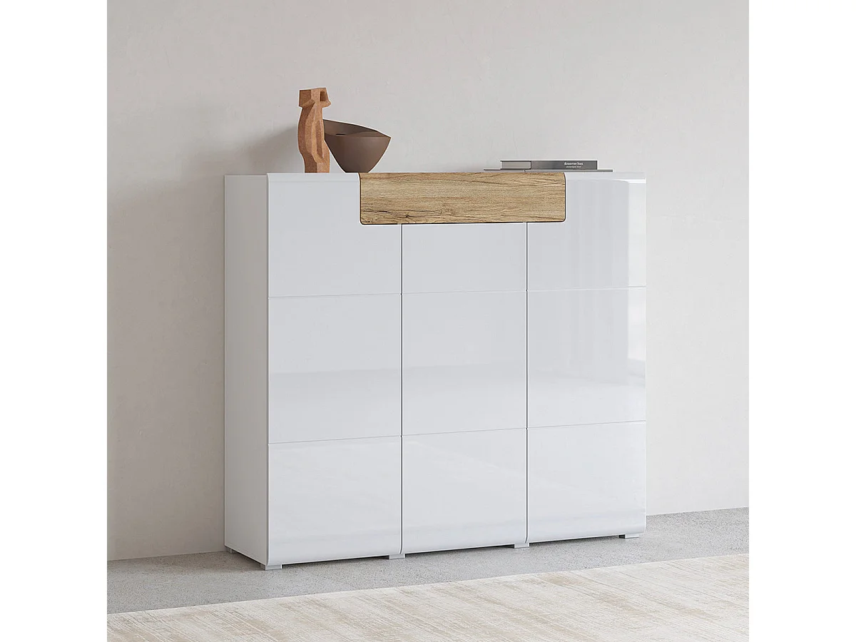 Jules Highboard i hvid og træ med 3 døre og 1 skuffe