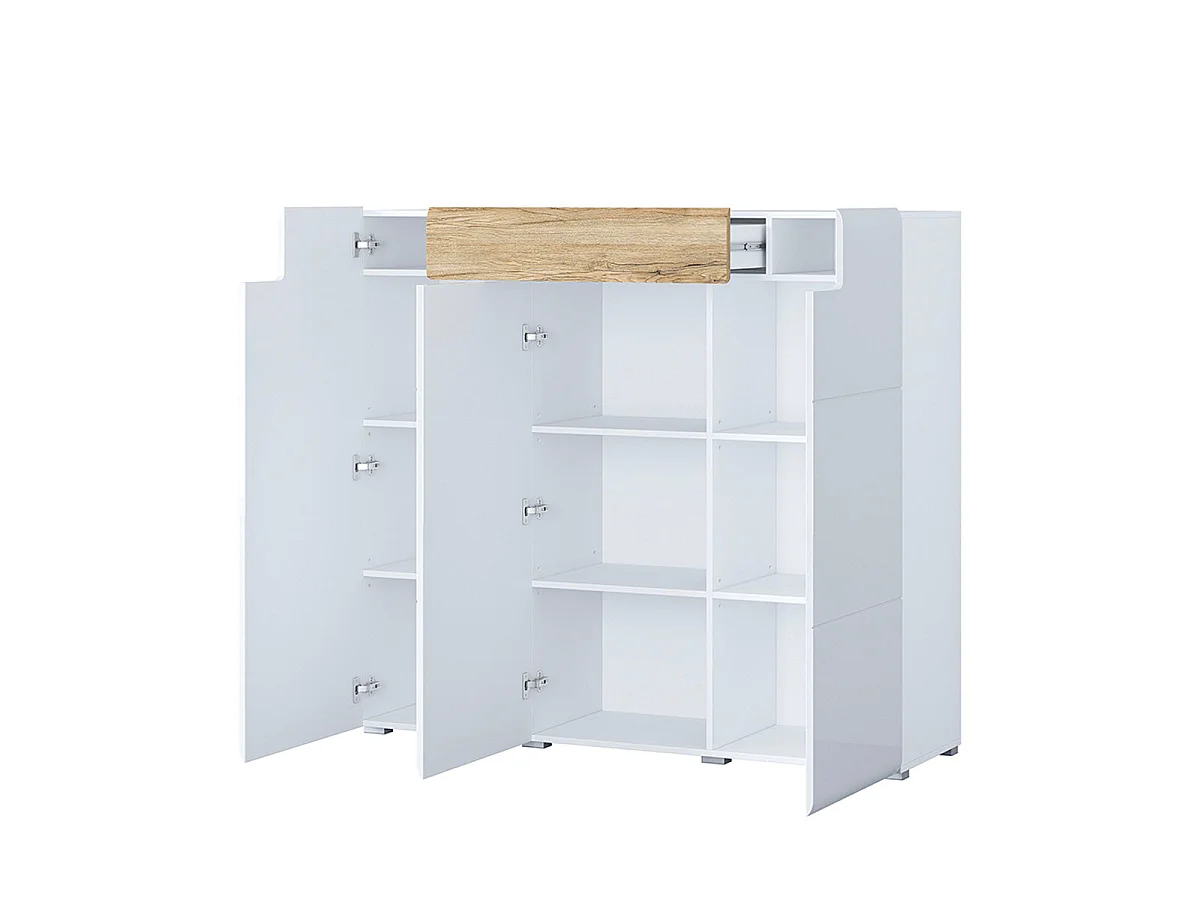 Jules Highboard i hvid og træ med 3 døre og 1 skuffe