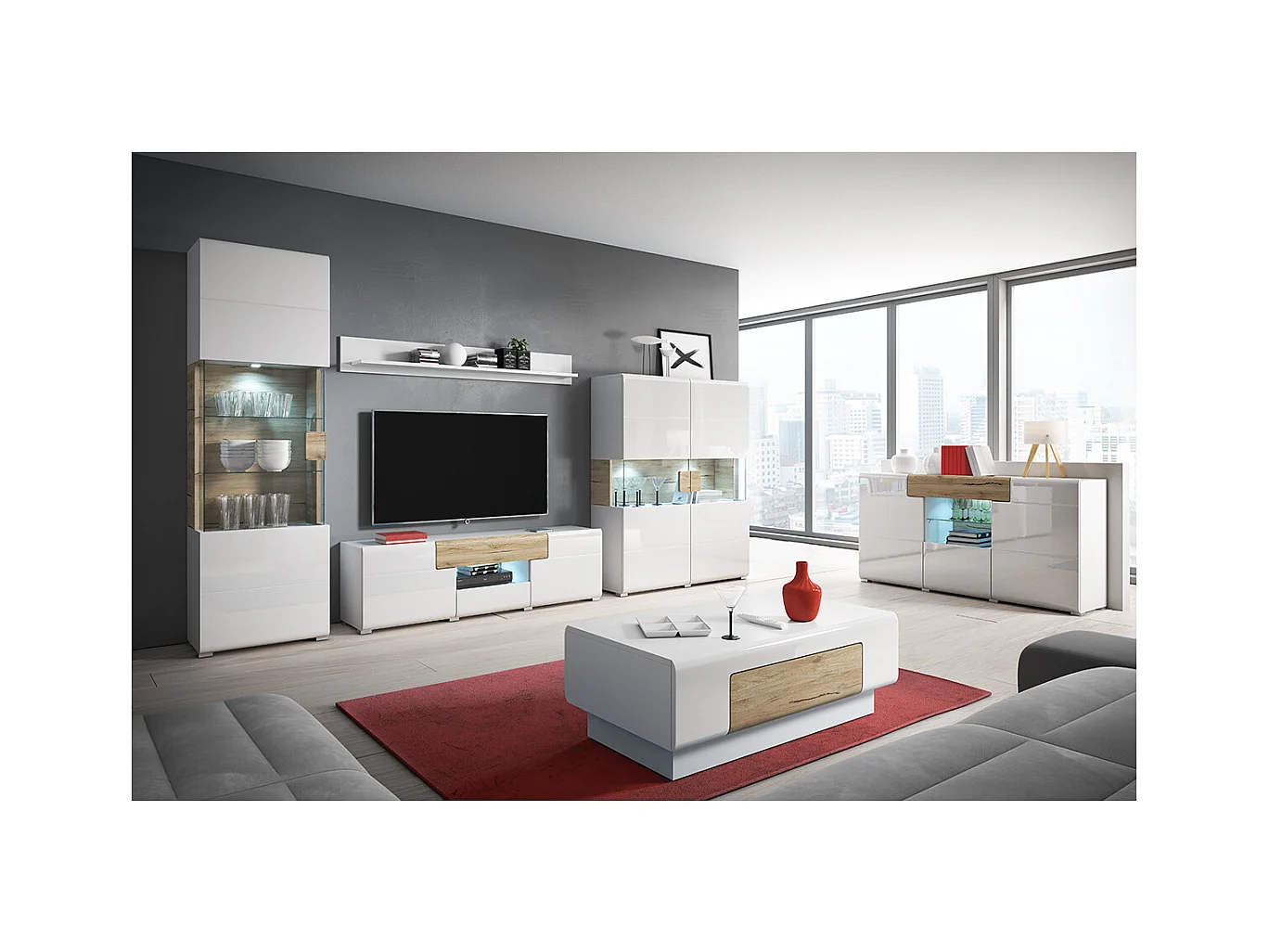 Buffet 3 portes 1 tiroir Jules Blanc et Bois