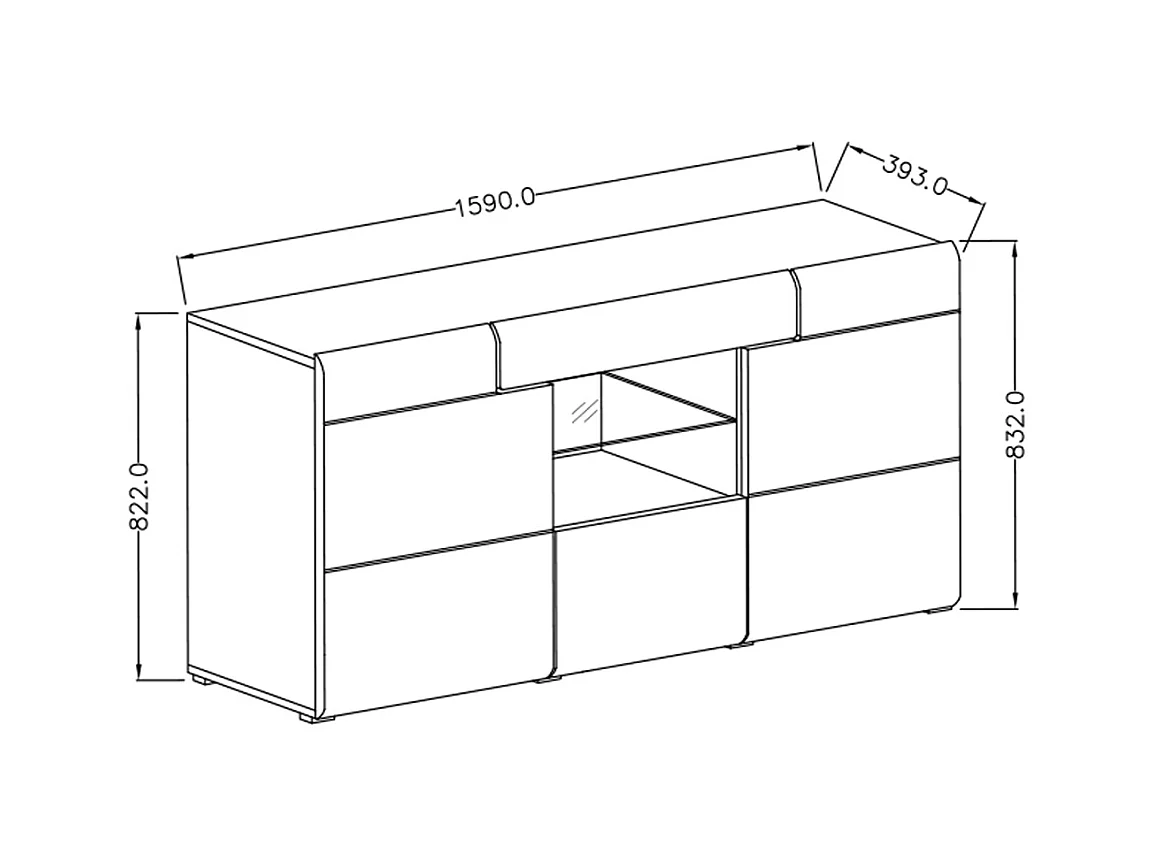Buffet 3 portes 1 tiroir Jules Blanc et Bois