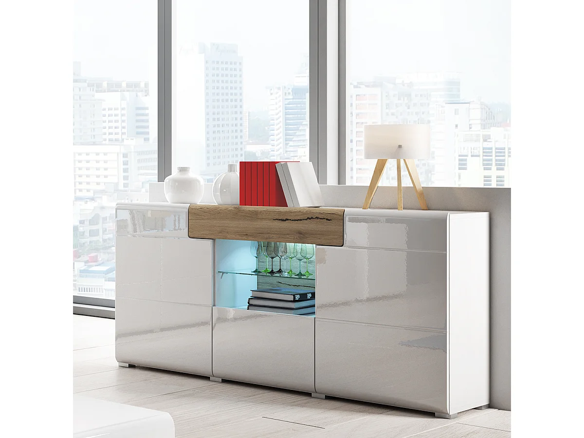 Jules Wit en Hout 3-deurs 1-lade dressoir