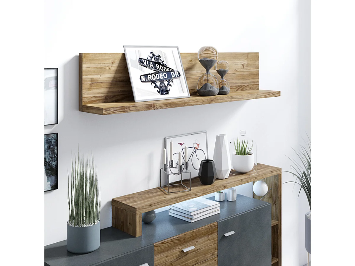 Buffet 2 portes 4 tiroirs Ilyes Gris et Bois