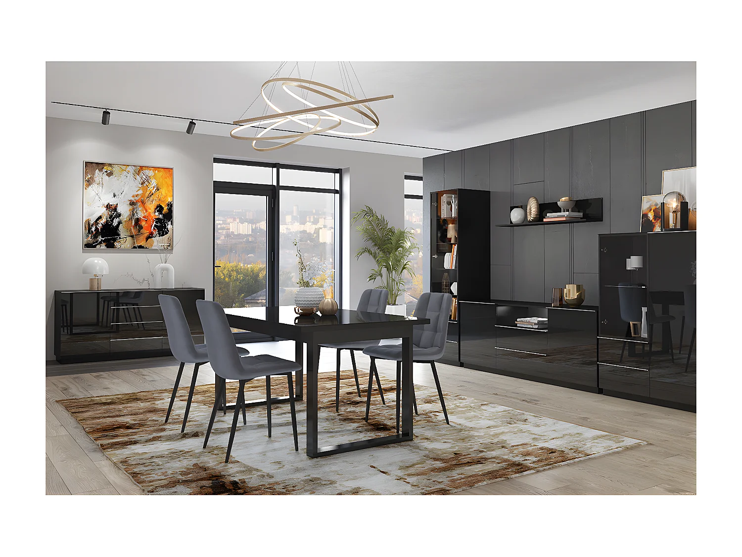 Buffet 2 portes 4 tiroirs Mathis Noir