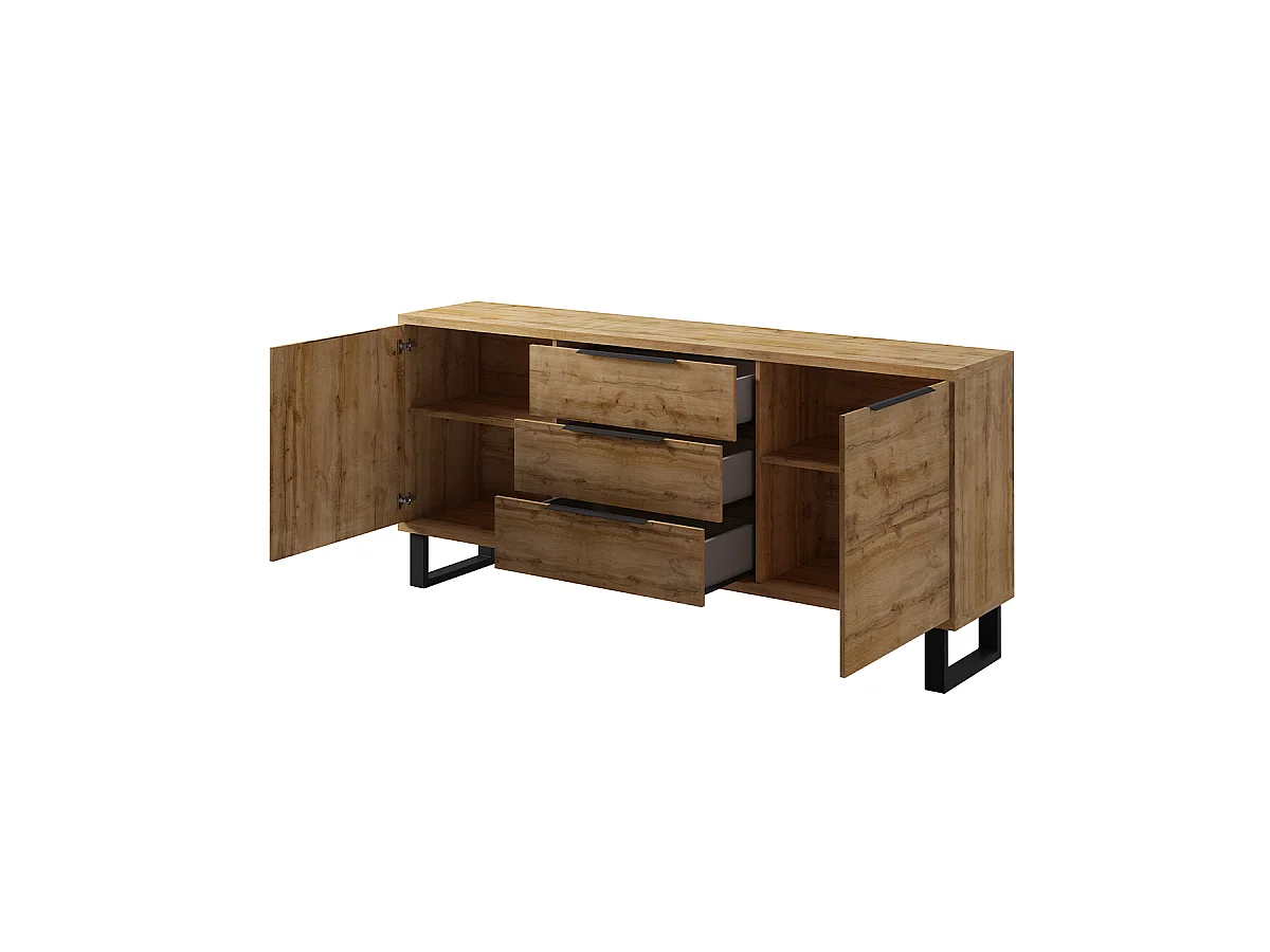 Buffet 2 portes 3 tiroirs Eden Bois et Metal