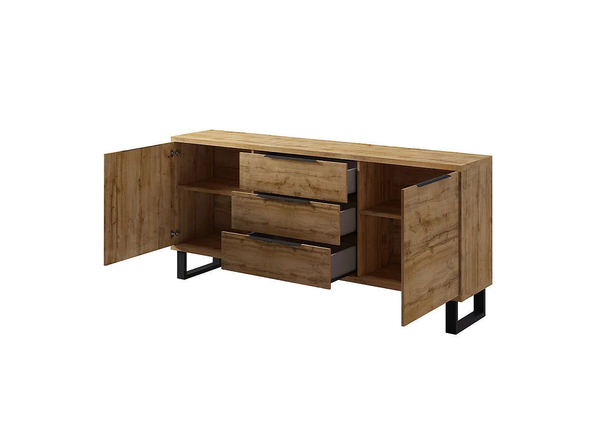 Buffet 2 portes 3 tiroirs Eden Bois et Metal