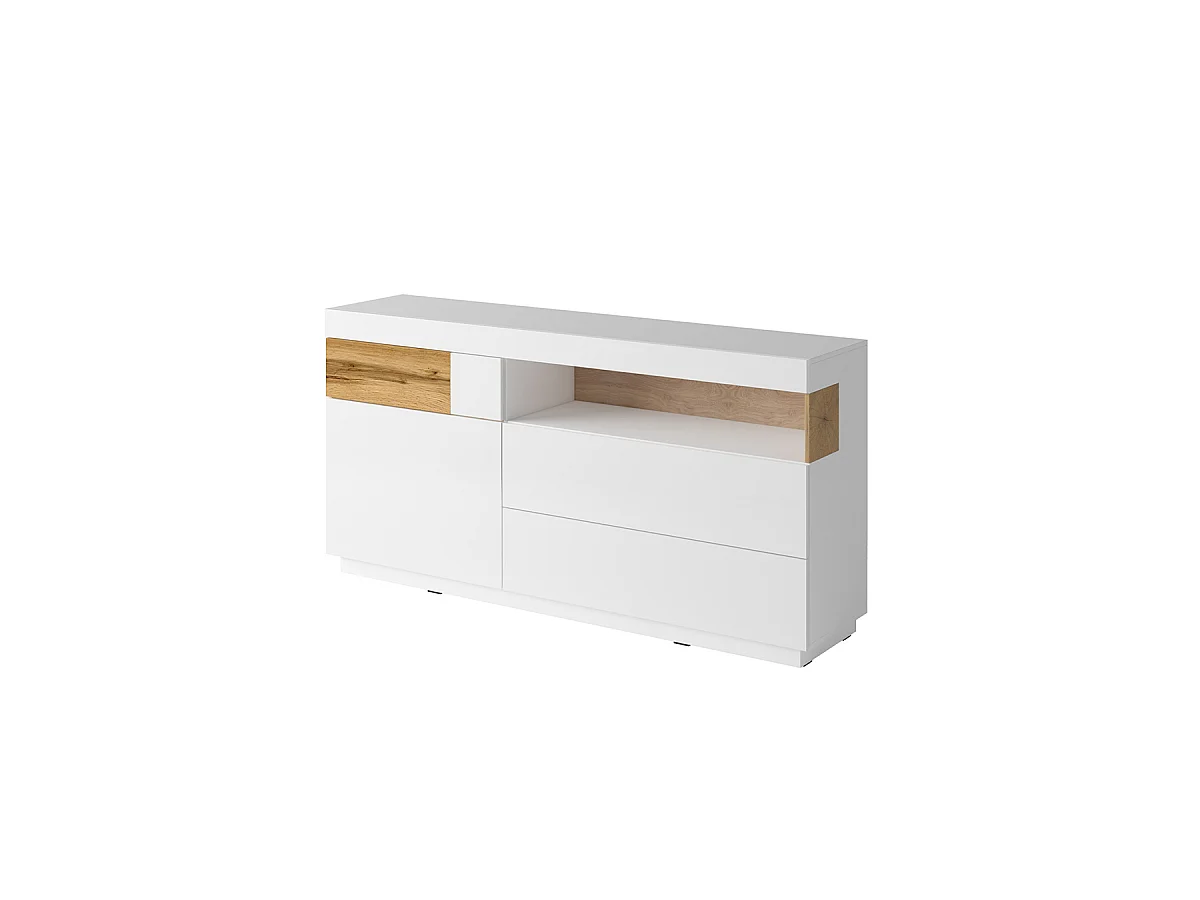 Buffet 1 porte 3 tiroirs Andrea Blanc et Bois