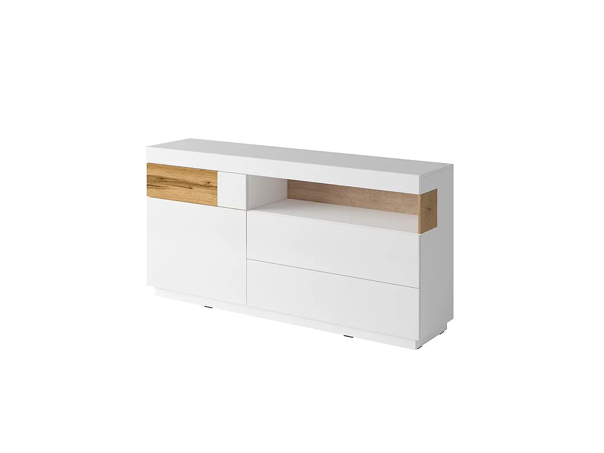 Andrea White and Wood 1-door 3-drawer sideboard
