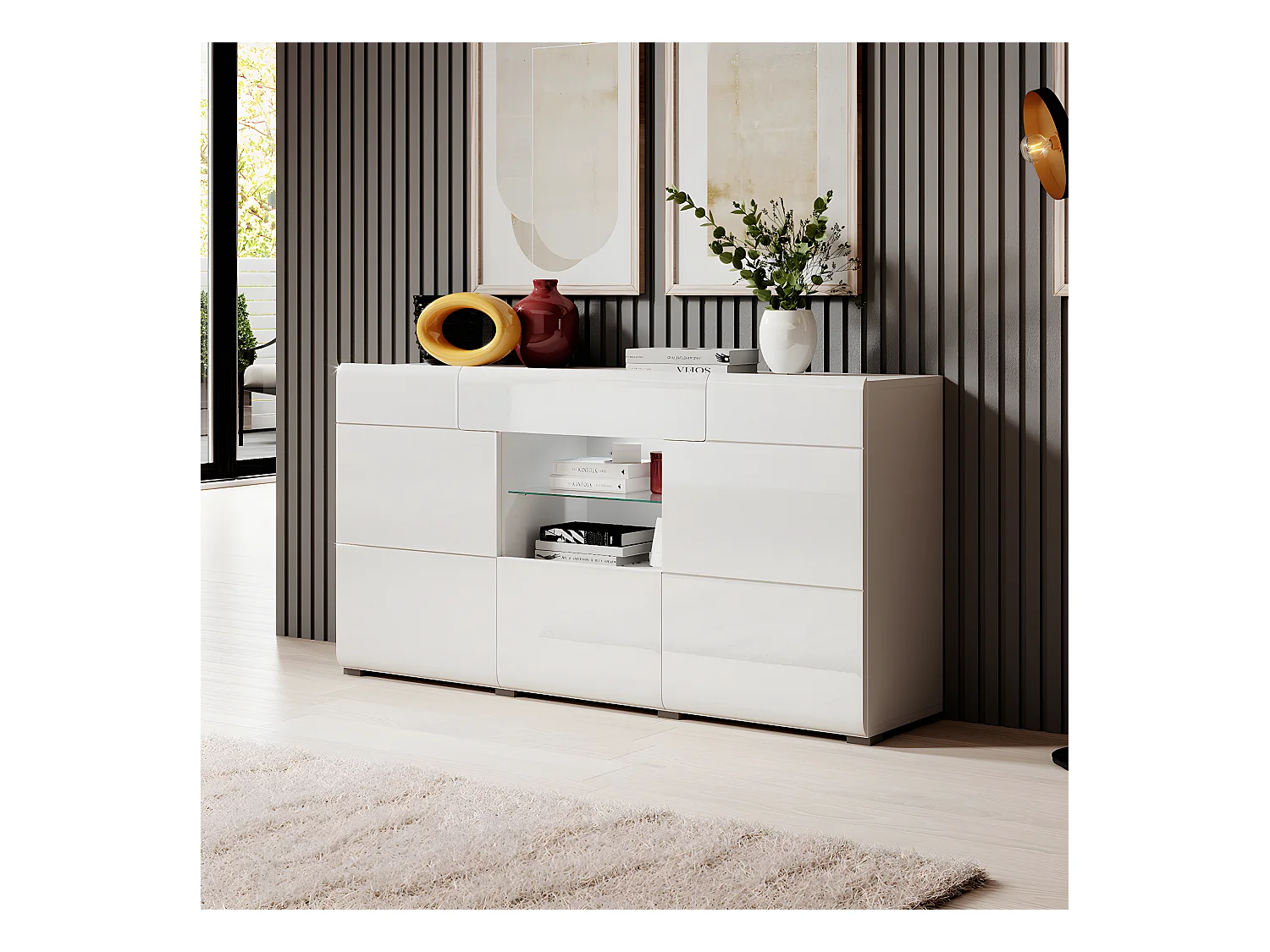 Bufé 3 puertas 1 cajón Jules Blanco