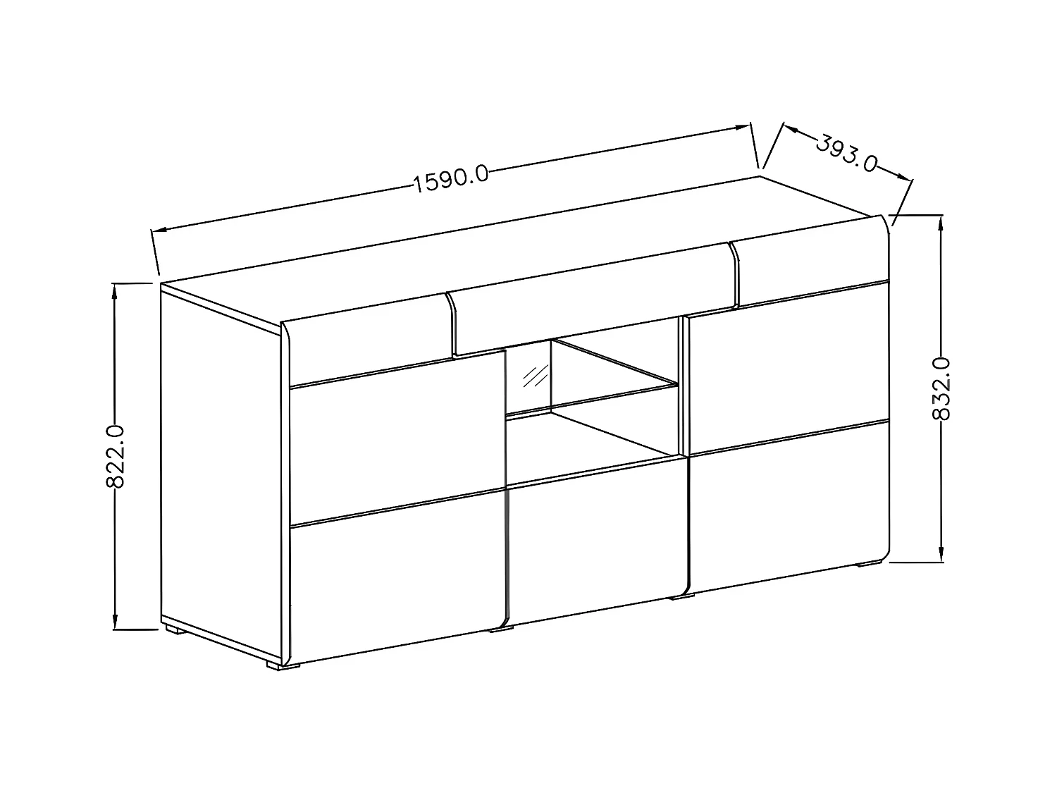 Bufé 3 puertas 1 cajón Jules Blanco