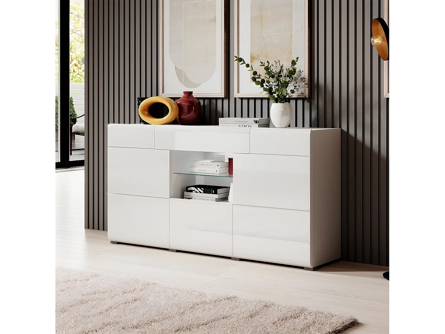 Buffet 3 portes 1 tiroir Jules Blanc