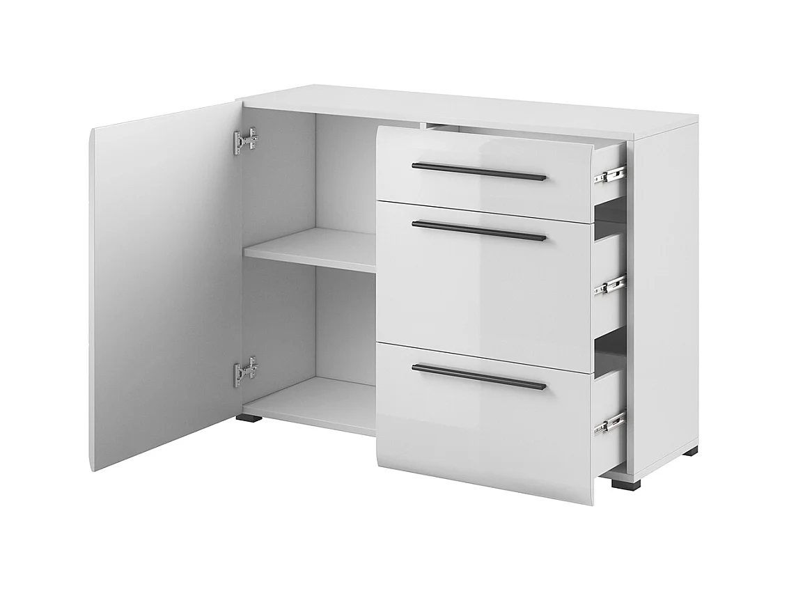 Aparador 1 porta 3 gavetas Louis branco 86cm