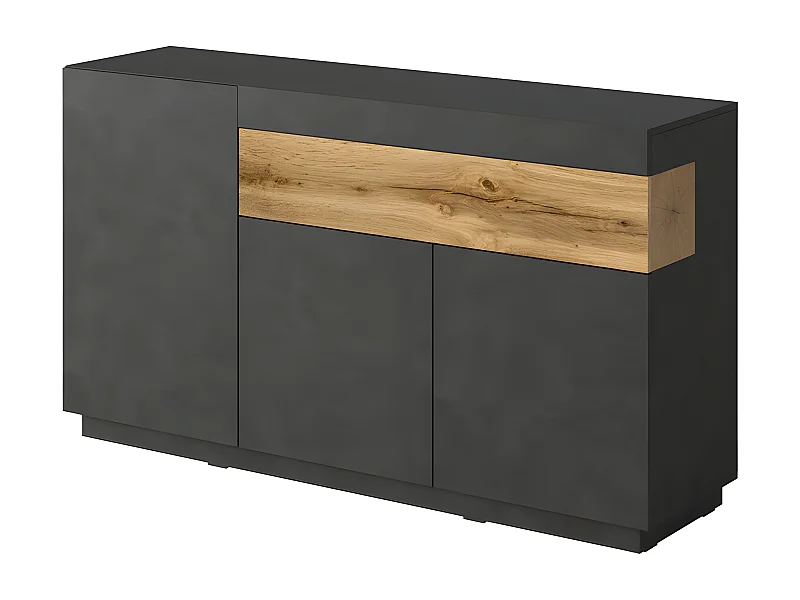 Andrea Antraciet Grijs en Hout 3-deurs 1-lade buffetkast