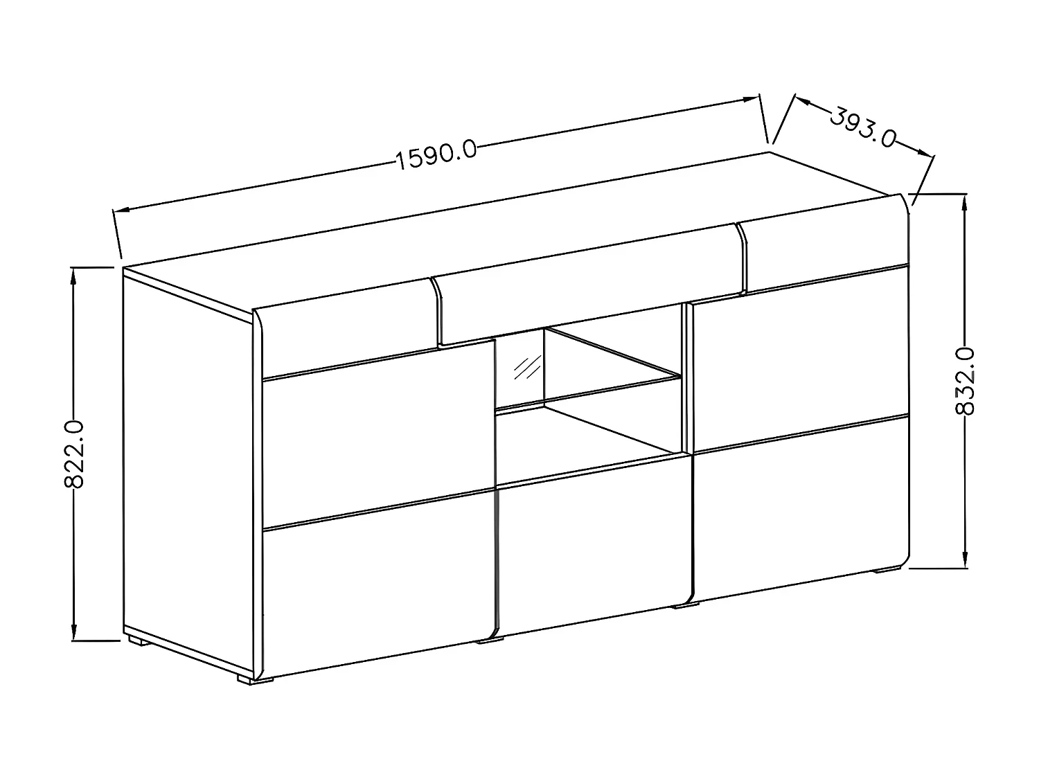 Buffet 3 portes 1 tiroir Jules Gris et Bois