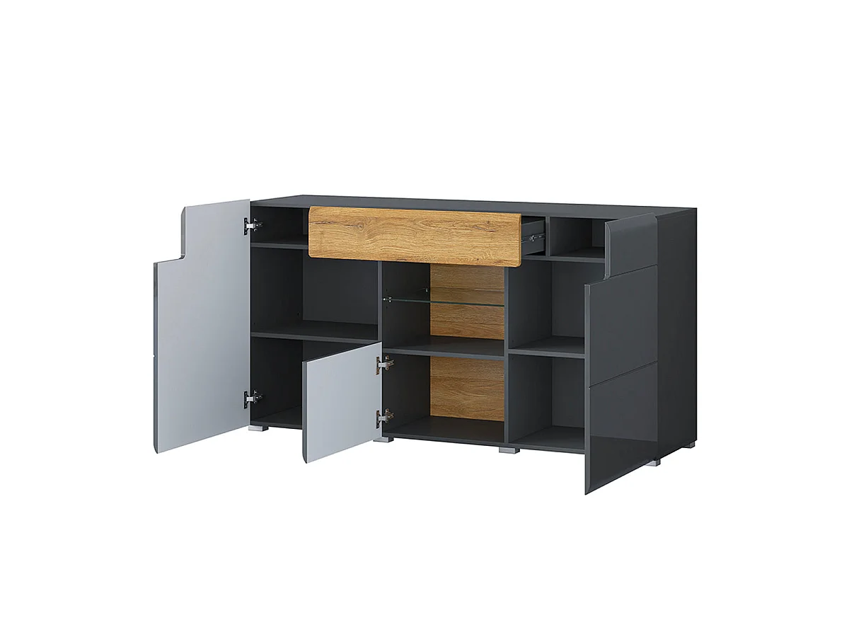 Bufé 3 puertas 1 cajón Jules Gris y Madera