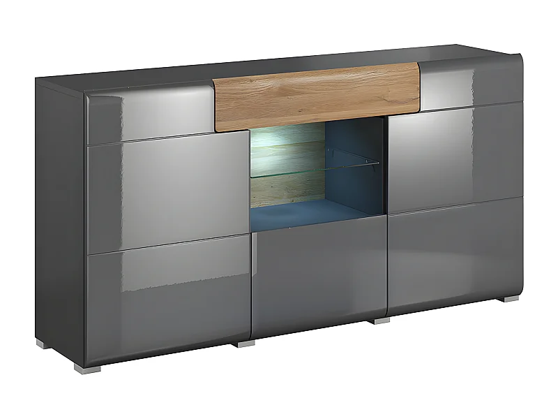 Buffet 3 portes 1 tiroir Jules Gris et Bois