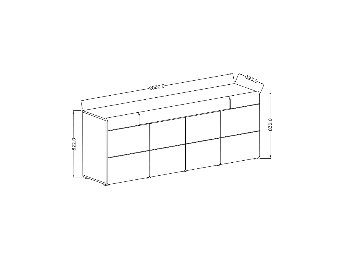 Bufé 4 puertas 1 cajón Jules Gris y Madera
