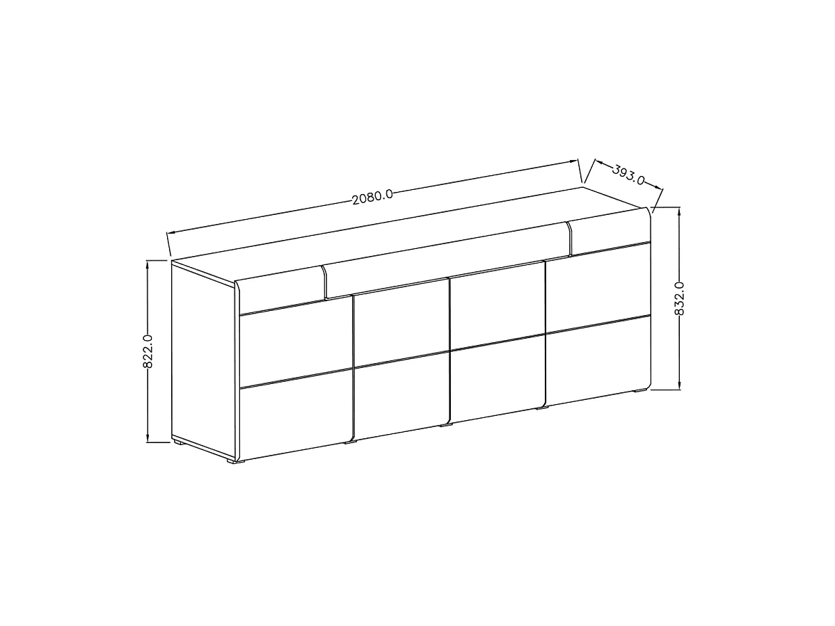 Buffet 4 portes 1 tiroir Jules Gris et Bois