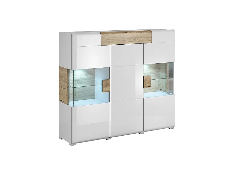 3-deurs 1-lade highboard met LED Jules Wit en Hout