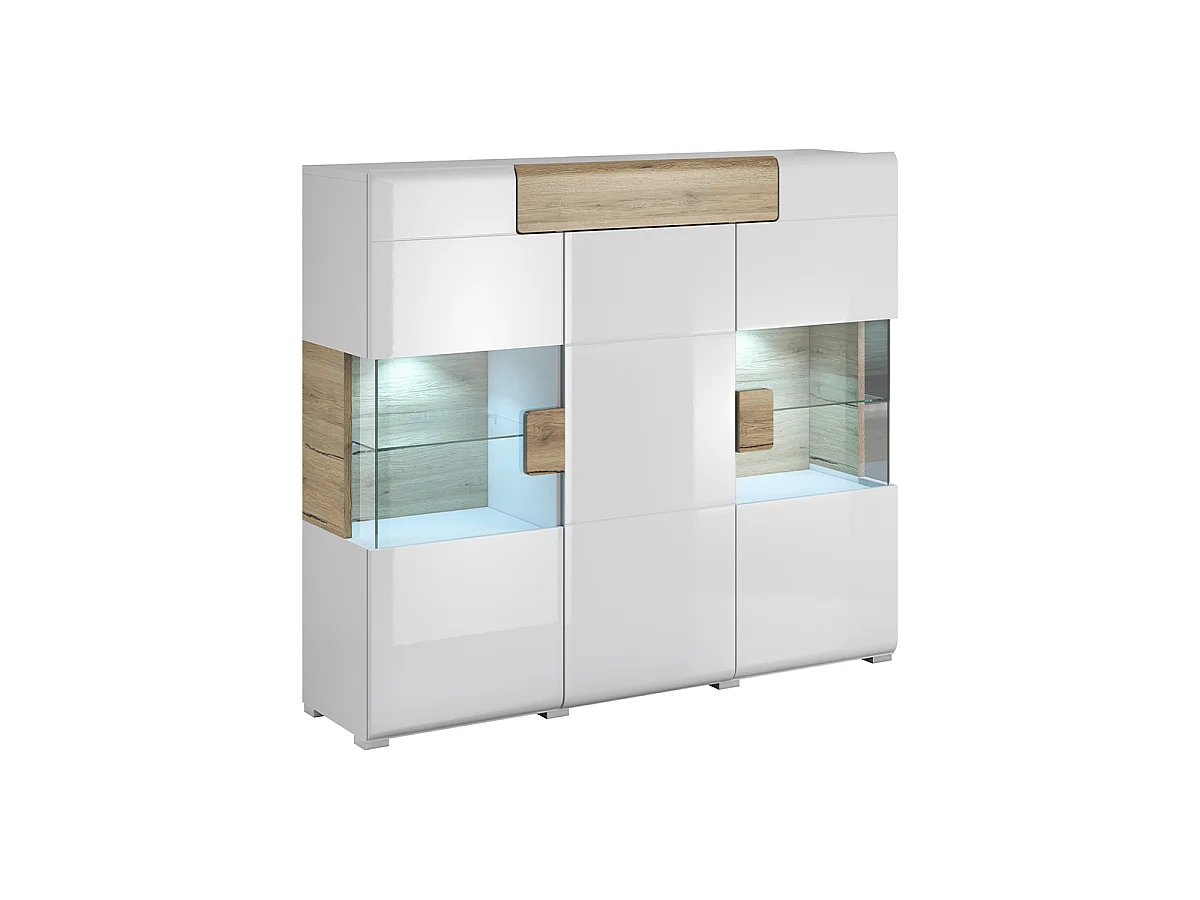 3-deurs 1-lade highboard met LED Jules Wit en Hout