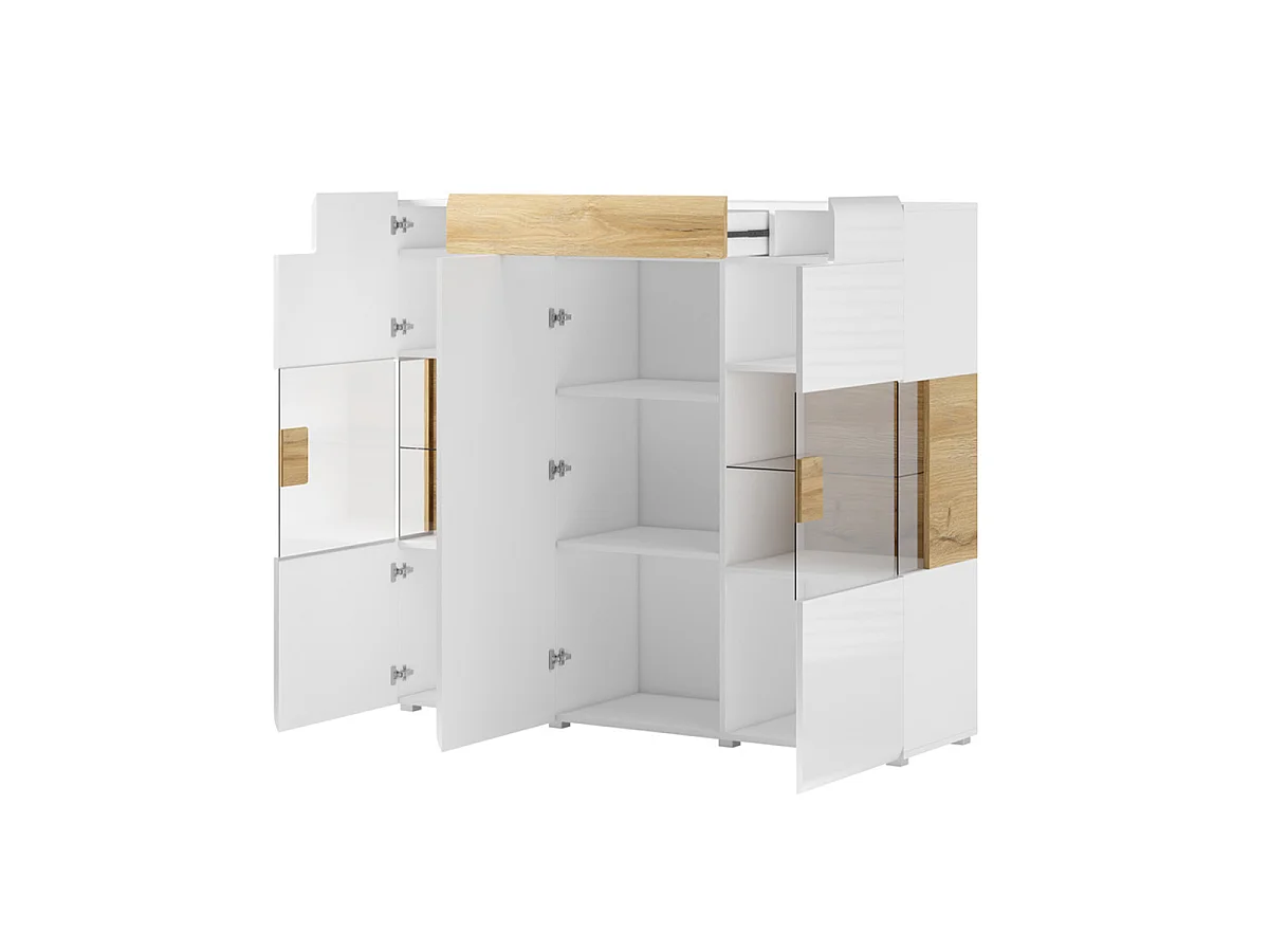 3-deurs 1-lade highboard met LED Jules Wit en Hout