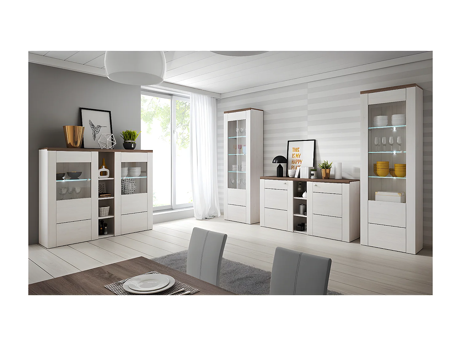 Buffet 2 ante Amaury marrone e bianco 85cm