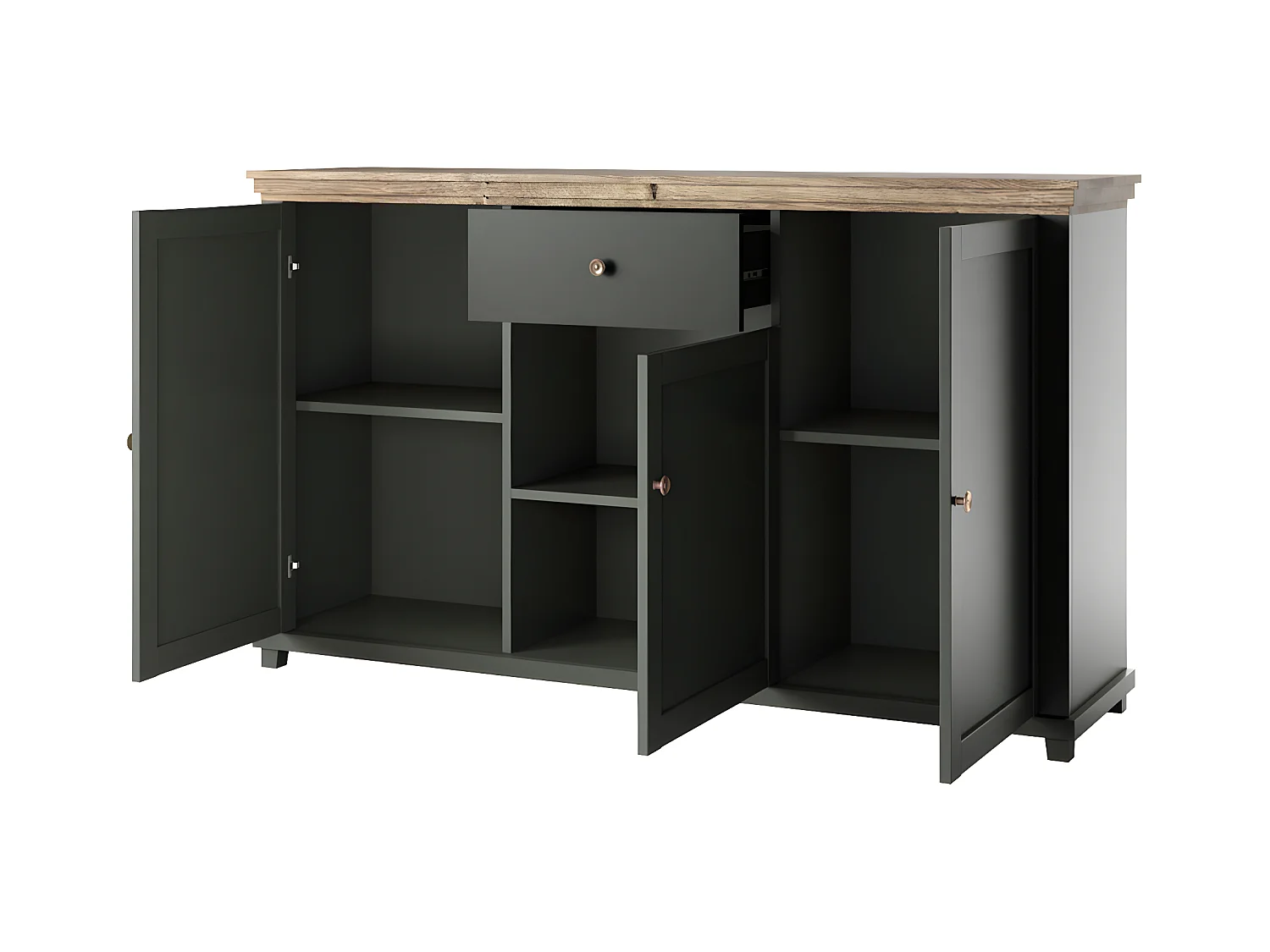 Bufé 3 puertas 1 cajón Martin Verde y Madera