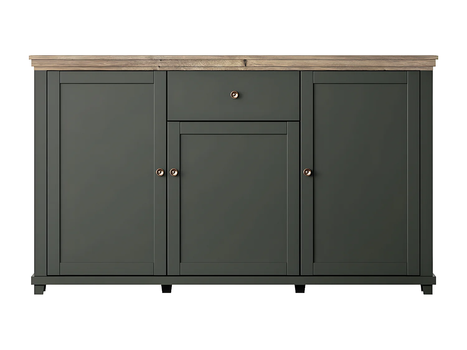 Aparador 3 portas 1 gaveta Martin verde e madeira 93cm