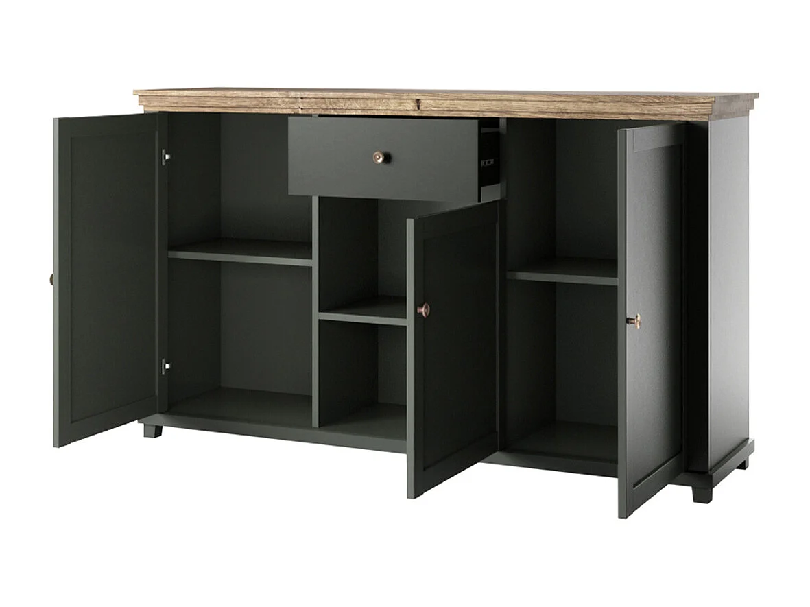 Buffet 3 portes 1 tiroir Martin Vert et Bois