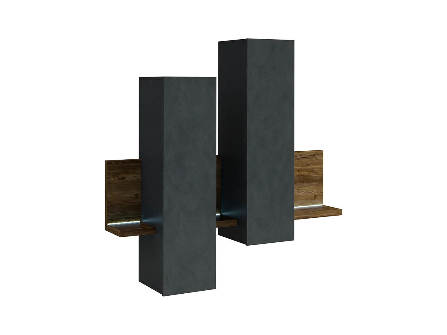 Étagère et armoire murale 150 cm Ilyes Gris et Bois