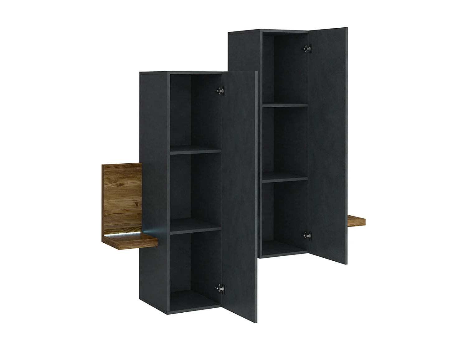 Étagère et armoire murale 150 cm Ilyes Gris et Bois