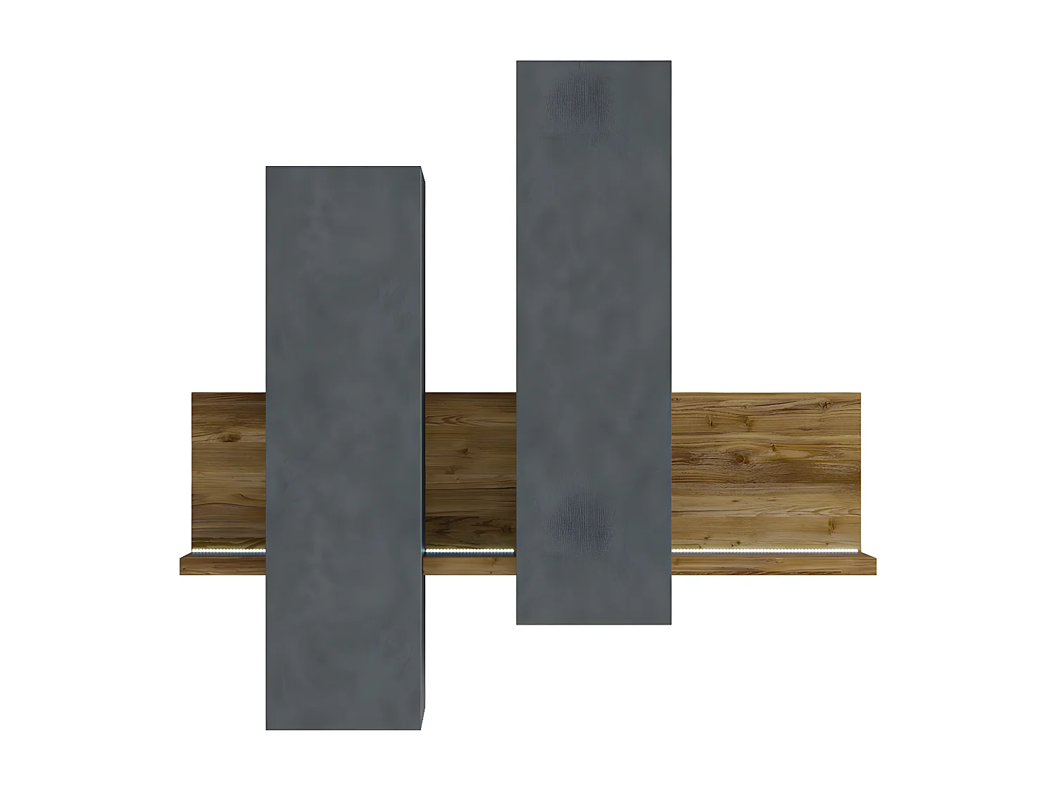 Étagère et armoire murale 150 cm Ilyes Gris et Bois