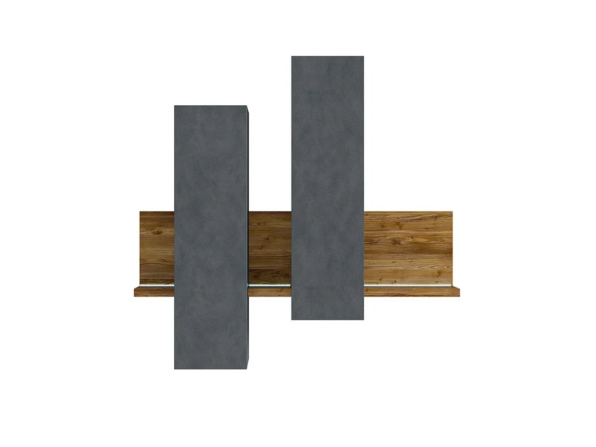 Ilyes Grey and Wood shelf and wall cabinet 150 cm