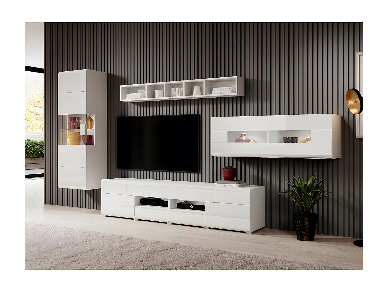 Vitrina de pared 1 puerta con LED Jules Blanco